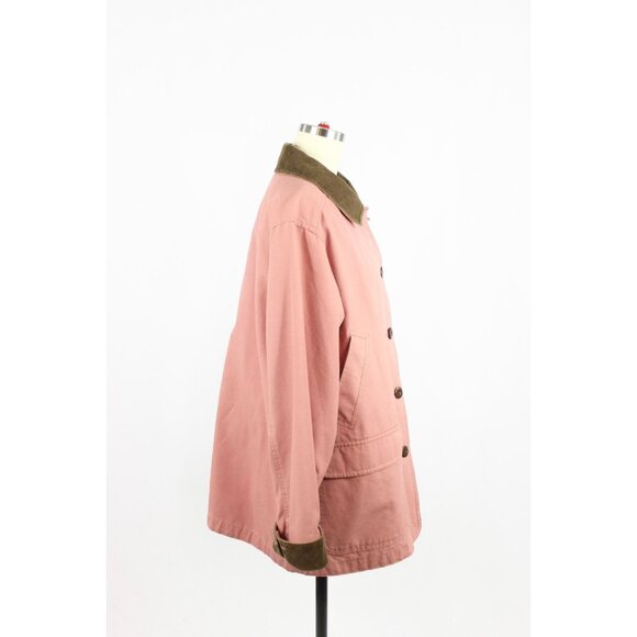 Vintage 00's LL BEAN Dusty Pink Cotton Canvas Chore Coat Barn Jacket, Size L - Picture 2 of 16
